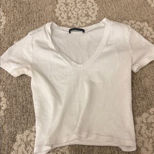 NWOT Brandy Melville Women's White V-Neck Top